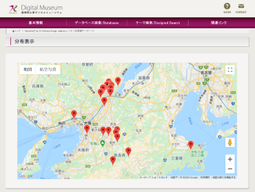 Nijūnisha (The 22 Shrines) Image Collection（二十二社写真データベース）の地図表示画面
